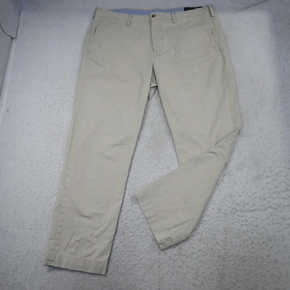 Polo Ralph‎ Lauren Chino Mens 38x30 Stretch Straight Fit Khaki Tan Pants